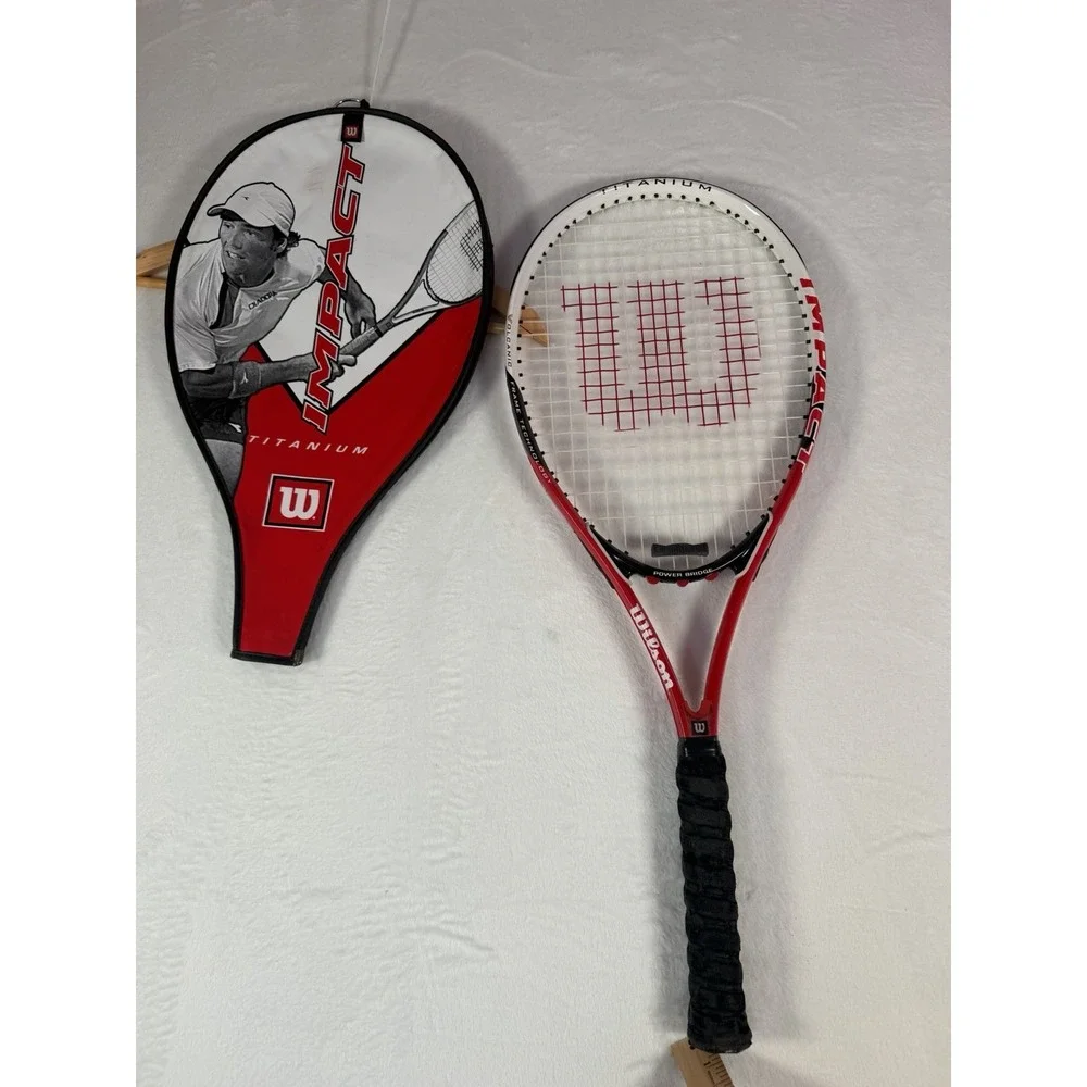 Wilson Impact Titanium Volcanic Frame Tennis Racquet L4 4 1/2 Power Bridge Case‎